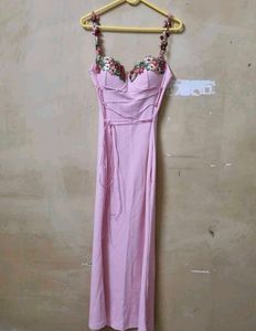 Floral Embroidered Pink Dress