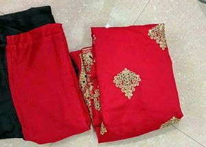 Lovely Embroidery Red Churider Black Patiala Pant