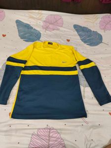 Yellow &amp; Teal Green Long Sleeve Sports T-shirt