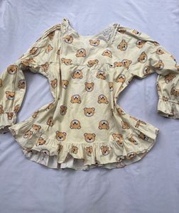 Cute Bear Print Top