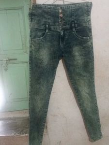 High Waisted Acid Wash Jeans
