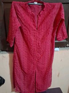 Red Embroidered Kurta