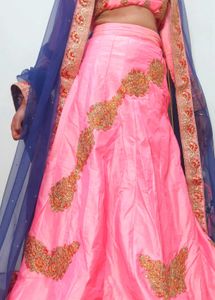 Pink Golden Zari Lehanga