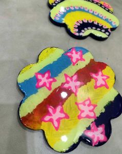 Resin Hand painted Coaster Set Of 2