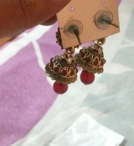 Light Weight Red Kundan Jhumki