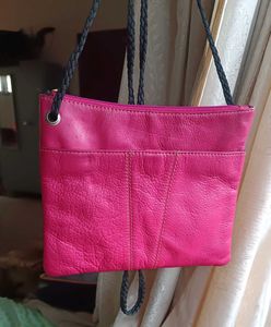 Pink Crossbody Leather Bag