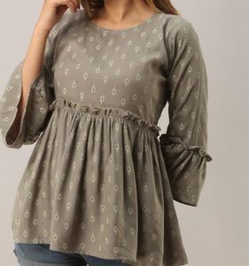 Ruffled Top with Bell Sleeves