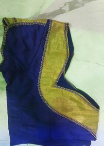 Blue &amp; Gold Saree Blouse