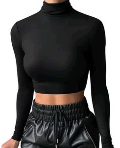 Black Turtleneck Crop Top