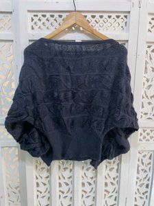 Stylish Navy Blue Sweater With Button Details (A)