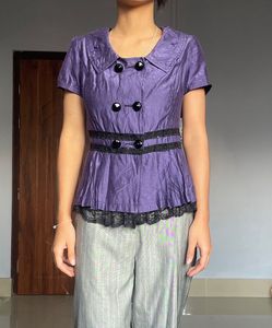 Purple Button-Down Top