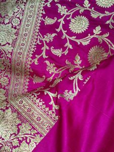 Pure Banarasi Silk Zari Work Heavy Pink Saree