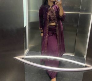 Cocktail Crop Top Plaza And Jacket Set