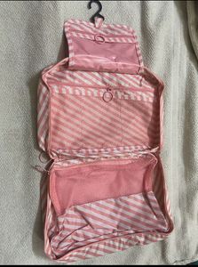 Canvas Stripped Cosmetics Bag