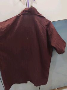 Maroon Mandarin Collar Shirt