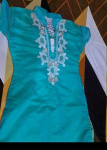 Sea Green  Net Kurti