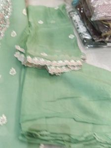 Sea Green Embroidered suit Set