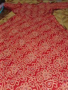 Red Bandhani Print Saree