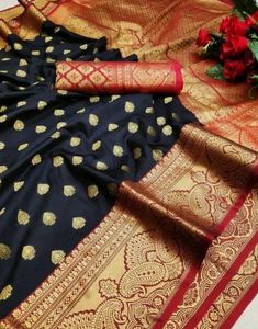 Beautiful Black Banarasi Saree (Only Sari)