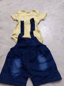 Baby Dungaree With Red Tsht