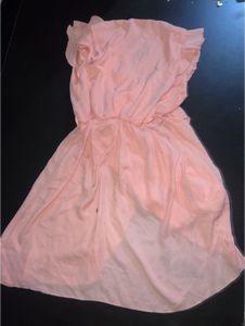 Peach Ruffle Mini Dress