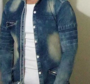 Light Blue Washed Denim Jacket For Men