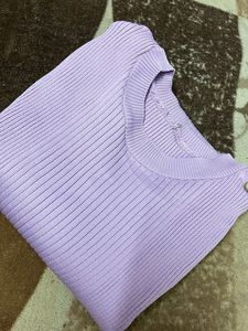 Lilac Ribbed Knit Top