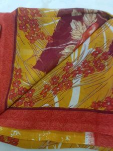 76)new Orange Red Multi Saree