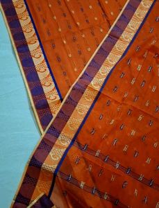 New Orange Embroidered tant Saree 🎶