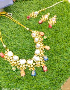 Multi Colour Polki Kundan Heavy Necklace