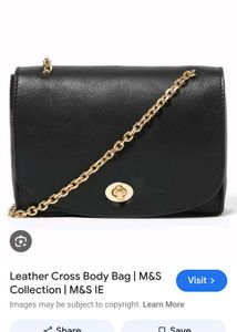 Black Pure Leather Chain Strap Bag