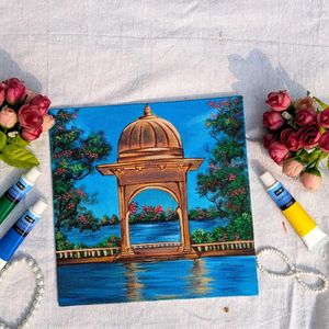 Beautiful Handmade Lakeside Udaipur Painting