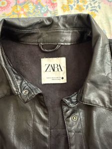 ZARA Black faux leather shirt/overshirt
