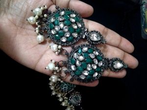 Used Oxidised Green Choker Set