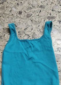 Blue Ribbed Tank Top