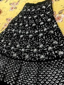 Black+Silver Sequins Lehenga, Choli & Dupatta
