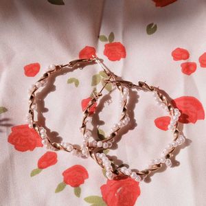 Pearl Embellished Hoop Earrings