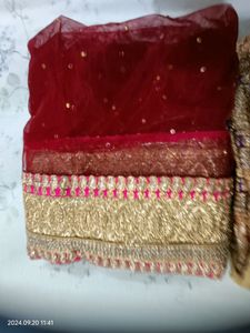 Golden Pink Red Lehenga