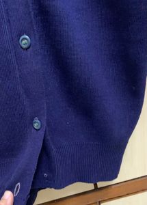 Navy Blue Button Down Sweater For Girls