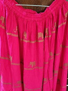Chanderi Print Pink Long Skirt