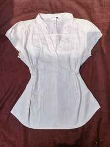 H&M Stripped Fitted V-Neck Top