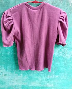 Cute Cat Applique Puff Sleeve Top