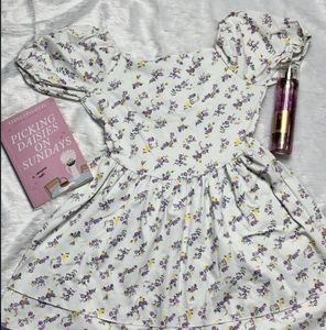 white floral mini dress