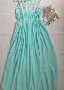 Green Chiffon Gown Maxi Sleeveless Prom Dress