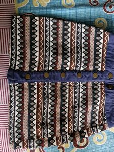 Patterned Button-Up Skirt