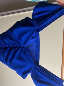 Blue Ruched Crop Top