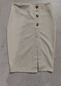 Formal Beige Pencil Skirt