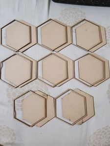 Set Of 8 Hexagon With Ring MDF Board
