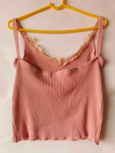 Pink coquette pinteresty lace trim cami top
