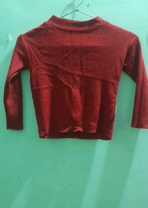 (2-3.5 Year) Girls Red Full Neck Sweater